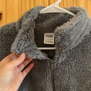 PINK Victoria's Secret Soft Gray Fleece Jacket